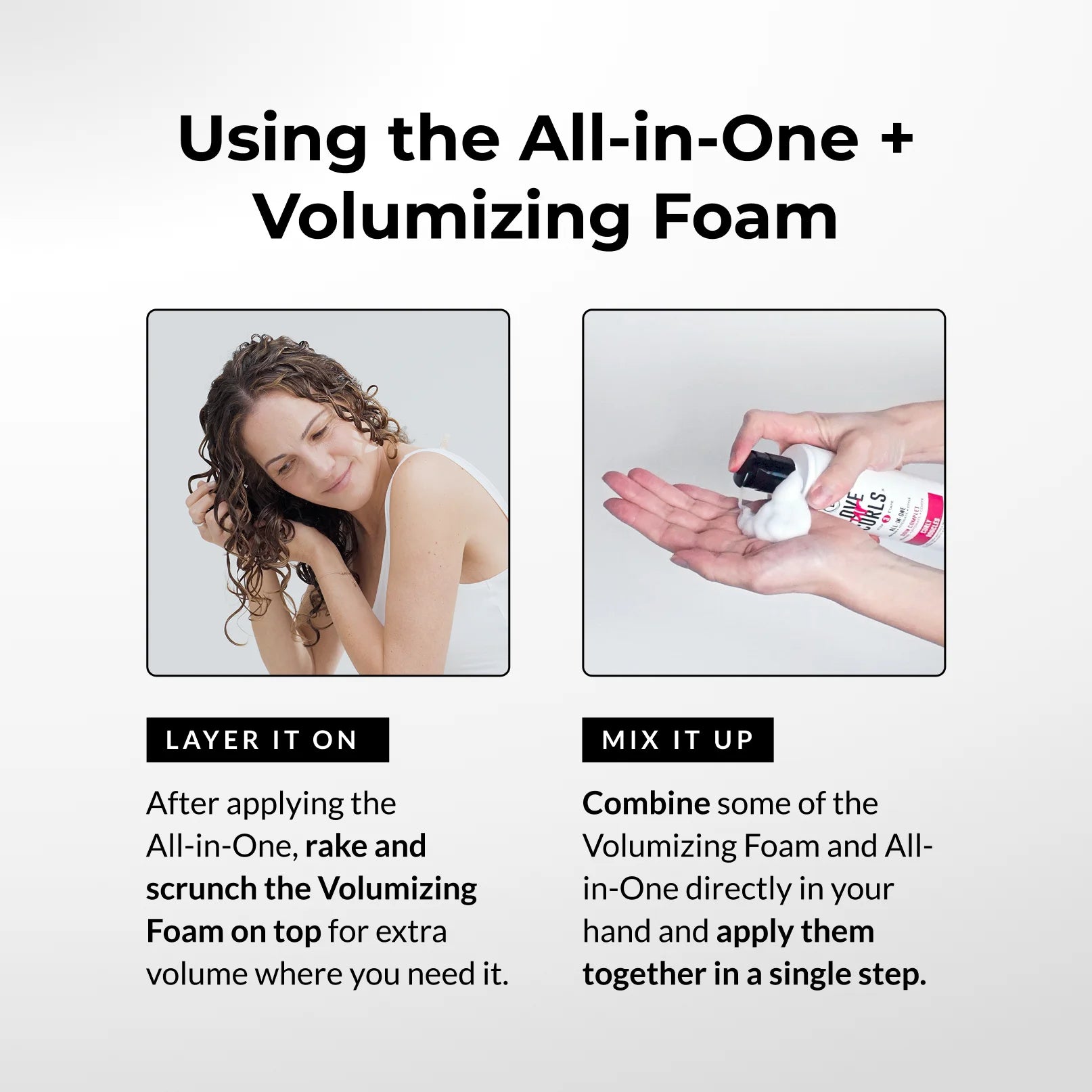 using the all in one foam rake and scrunce for the extra volume how to process layer it on and mix it up